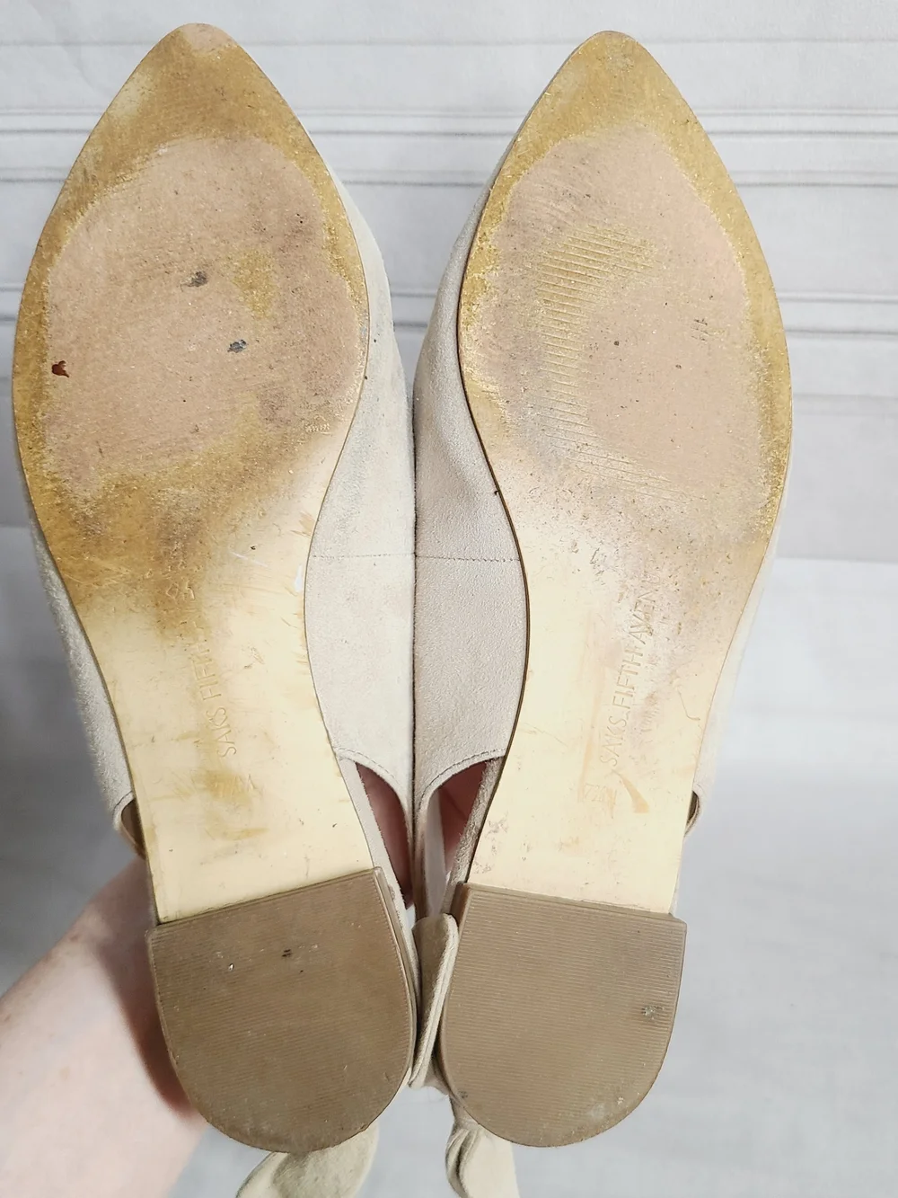 Saks Fifth Ave Women's Slingback Pointed Toe Flats in Ivory